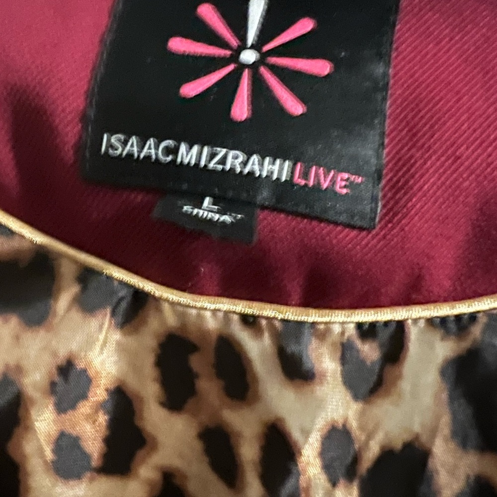 Isaac Mizrahi Burgundy Trench Coat with Gold Buttons - Picture 5 of 8